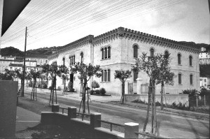 Via Crispi e il doppio filare di oleandri in una foto del 1938