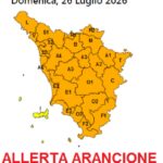  Allerta codice Arancio per temporali forti da mezzanotte di stasera fino alle 14 di domani