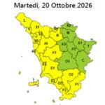 Emessa allerta codice Giallo per temporali forti  a partire dalle ore 15,00 alle ore 23.59 di Martedí, 20 Ottobre 2026